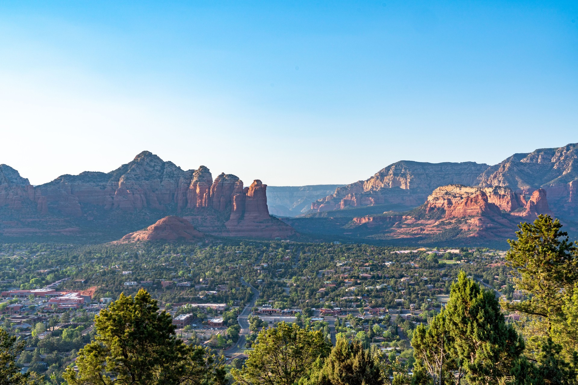 Sedona at sunset view from Sedona Airport Scenic Lookout, Arizona, USA